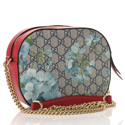 Gucci GG Supreme Monogram Blooms Mini Chain Shoulder Bag Beige Blue Navy Hibiscus Red 3 of 11