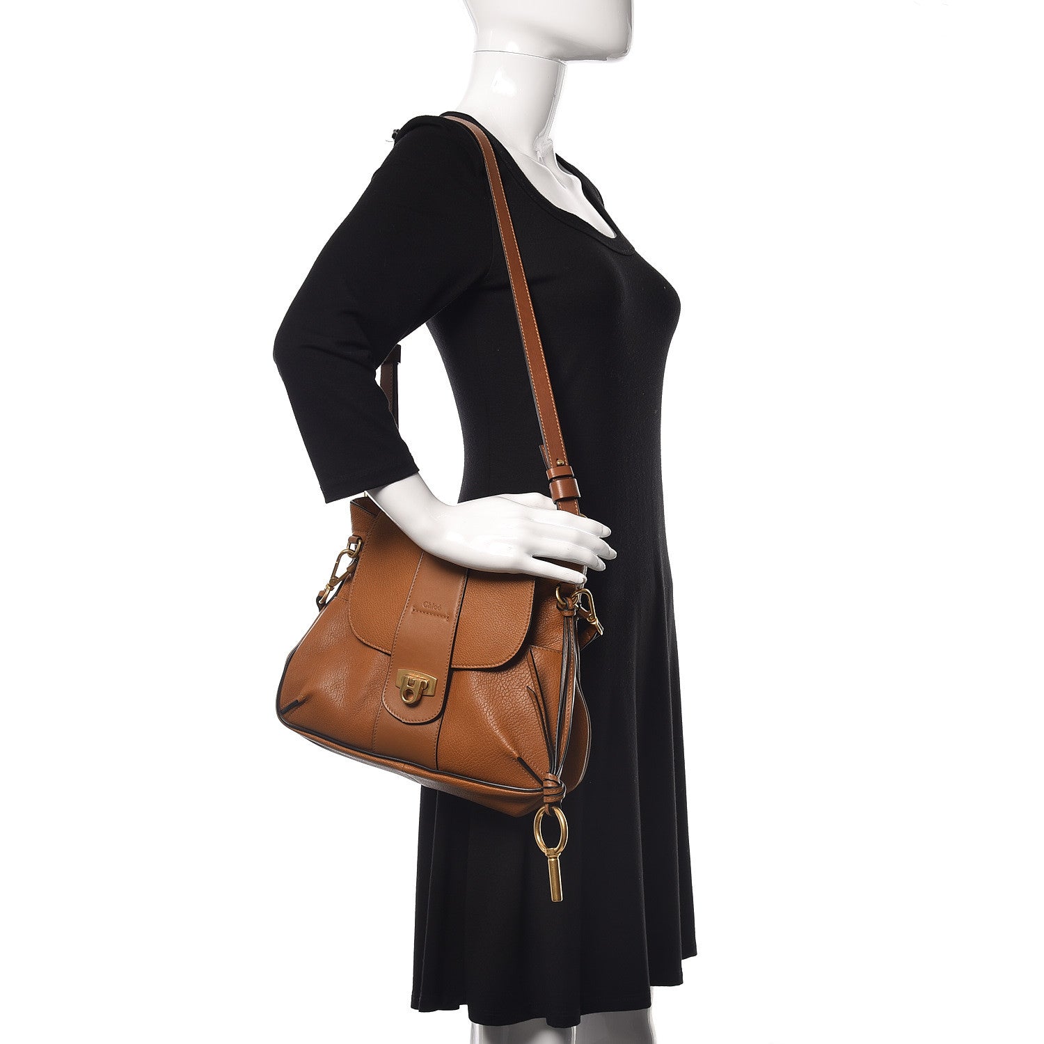 Chloe Grained Lambskin Small Lexa Shoulder Bag Mustard Brown 2 of 8