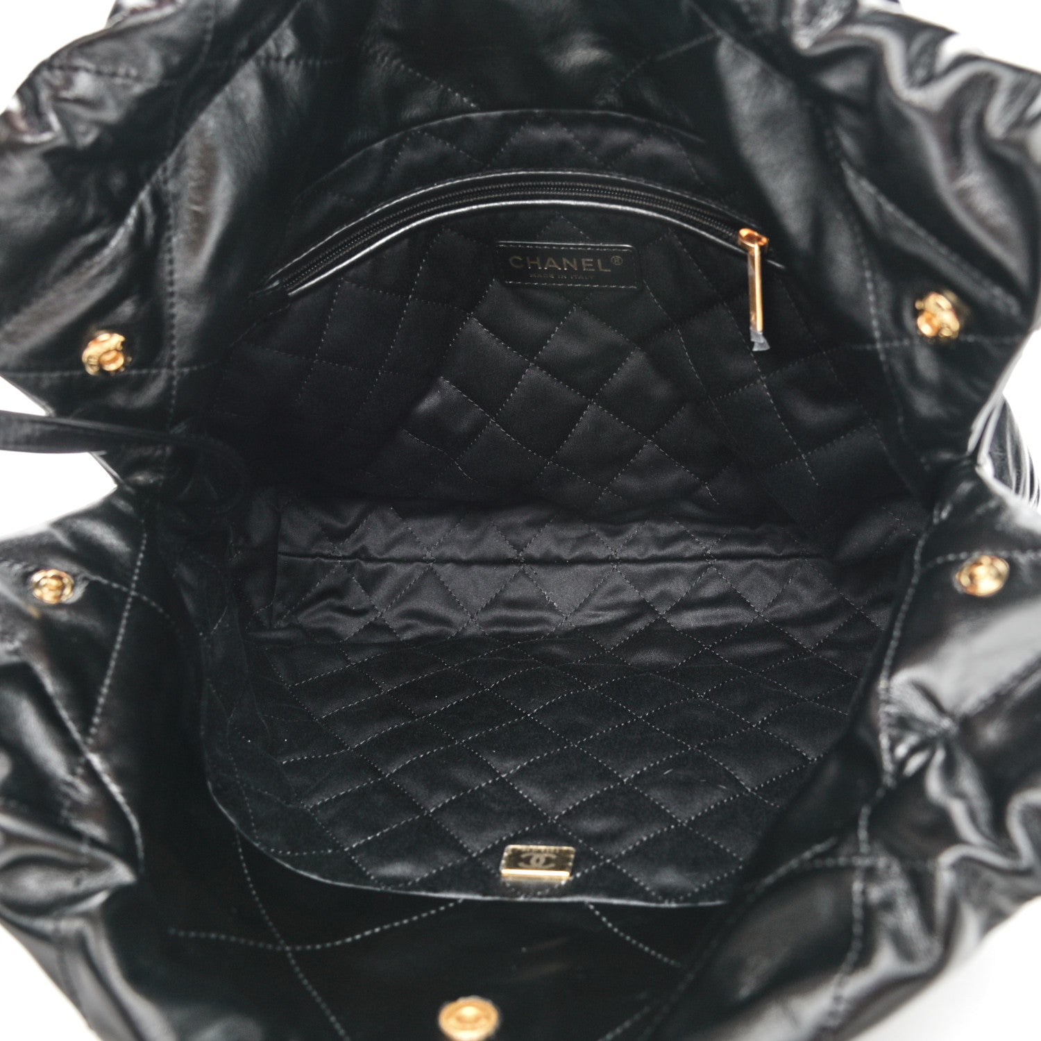 Chanel Shiny Calfskin Quilted Small Chanel 22 Black 6 of 12