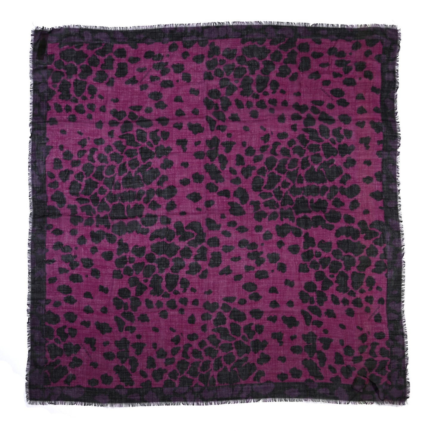 Wool Silk Cashmere London Animal Print Square Scarf Magenta
