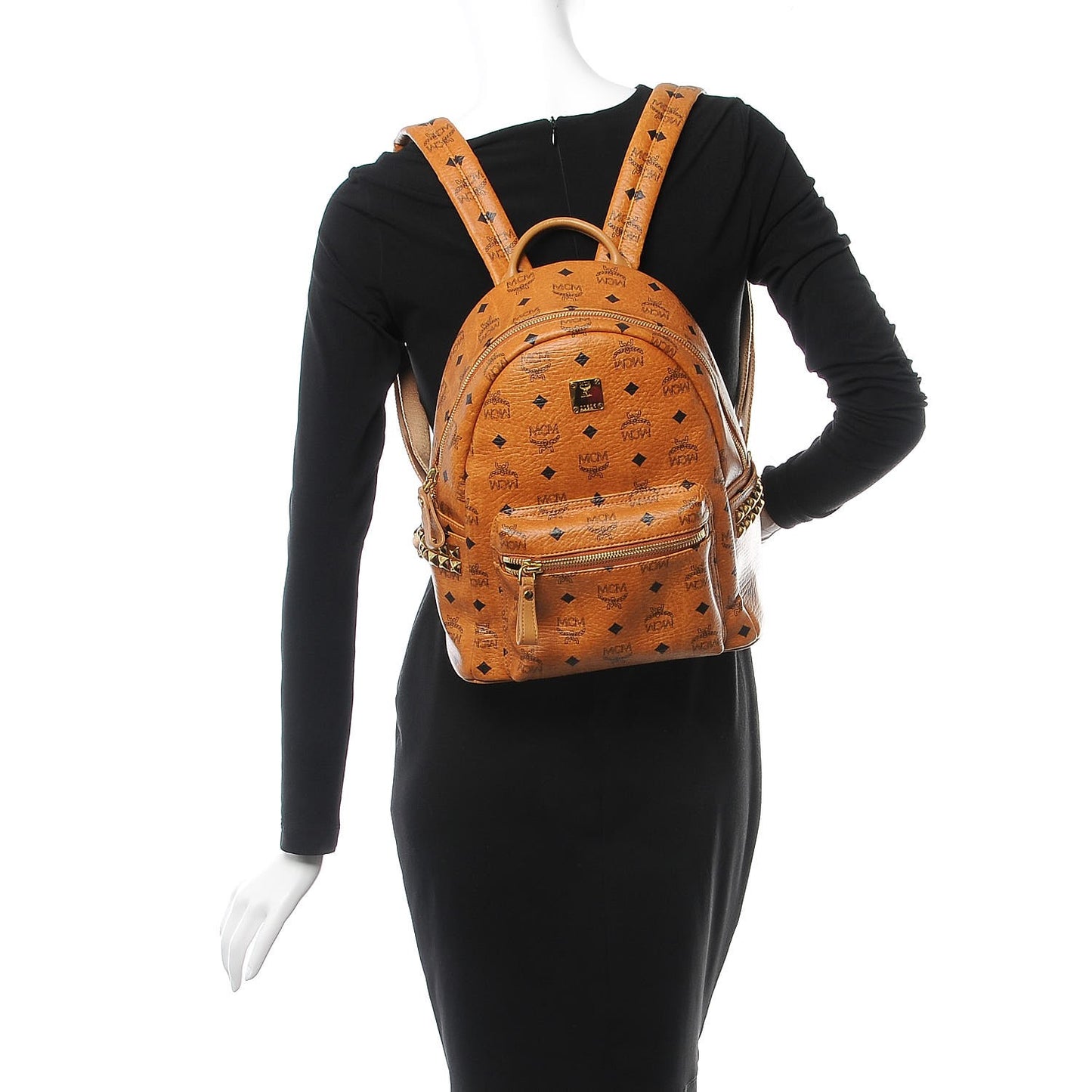 Visetos Small Side Stud Stark Backpack Cognac