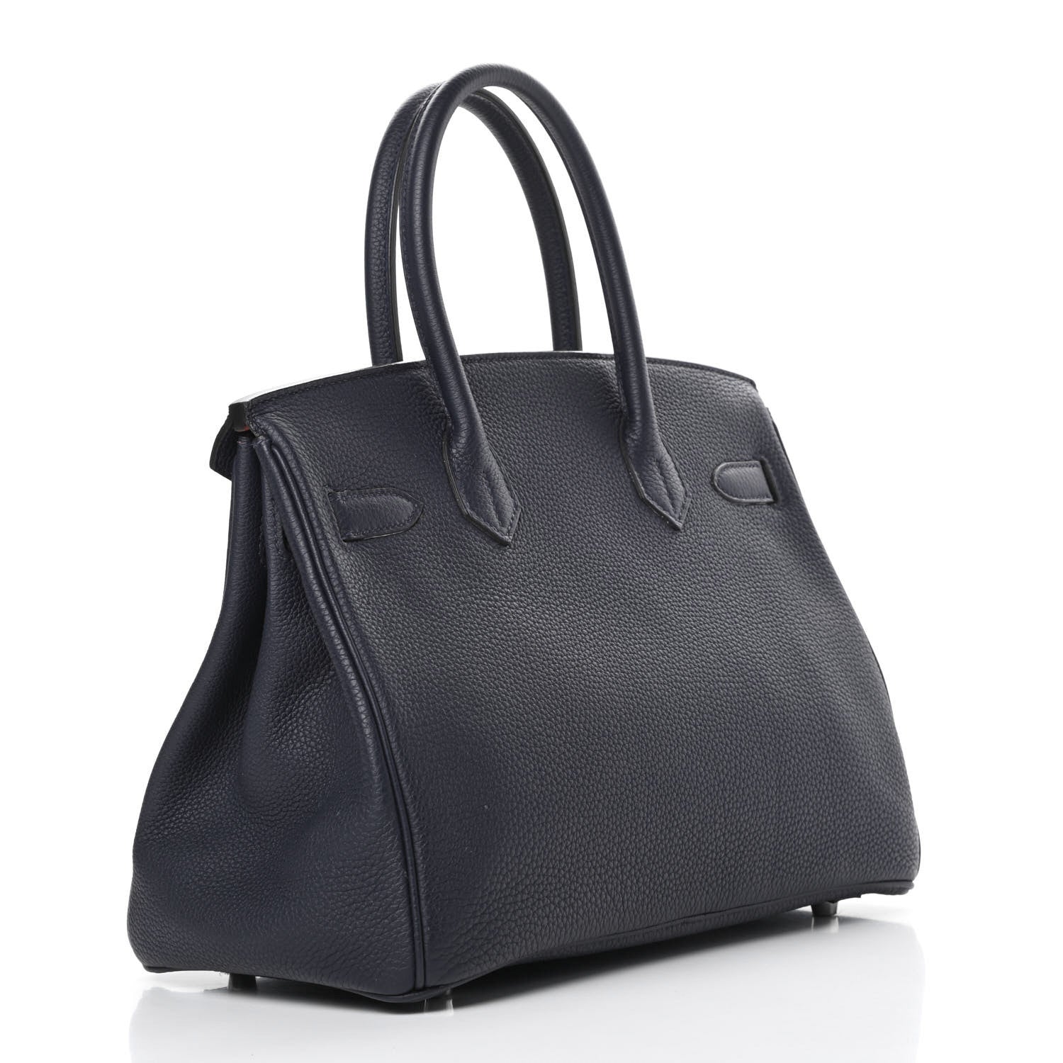 Hermes Togo Birkin Verso 30 Bleu Nuit Orange Poppy 3 of 11