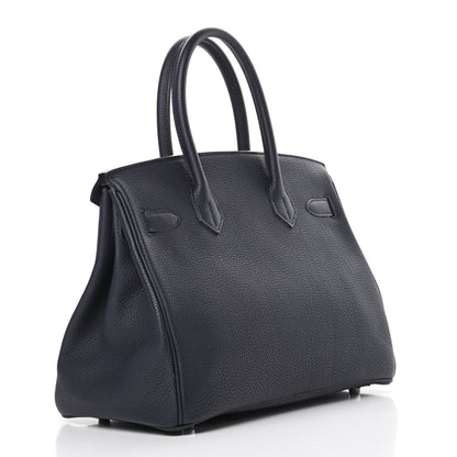 Hermes Togo Birkin Verso 30 Bleu Nuit Orange Poppy 3 of 11