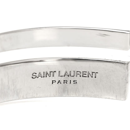 Saint Laurent Metal Crystal Stacked Bangle Bracelet Silver 4 of 5