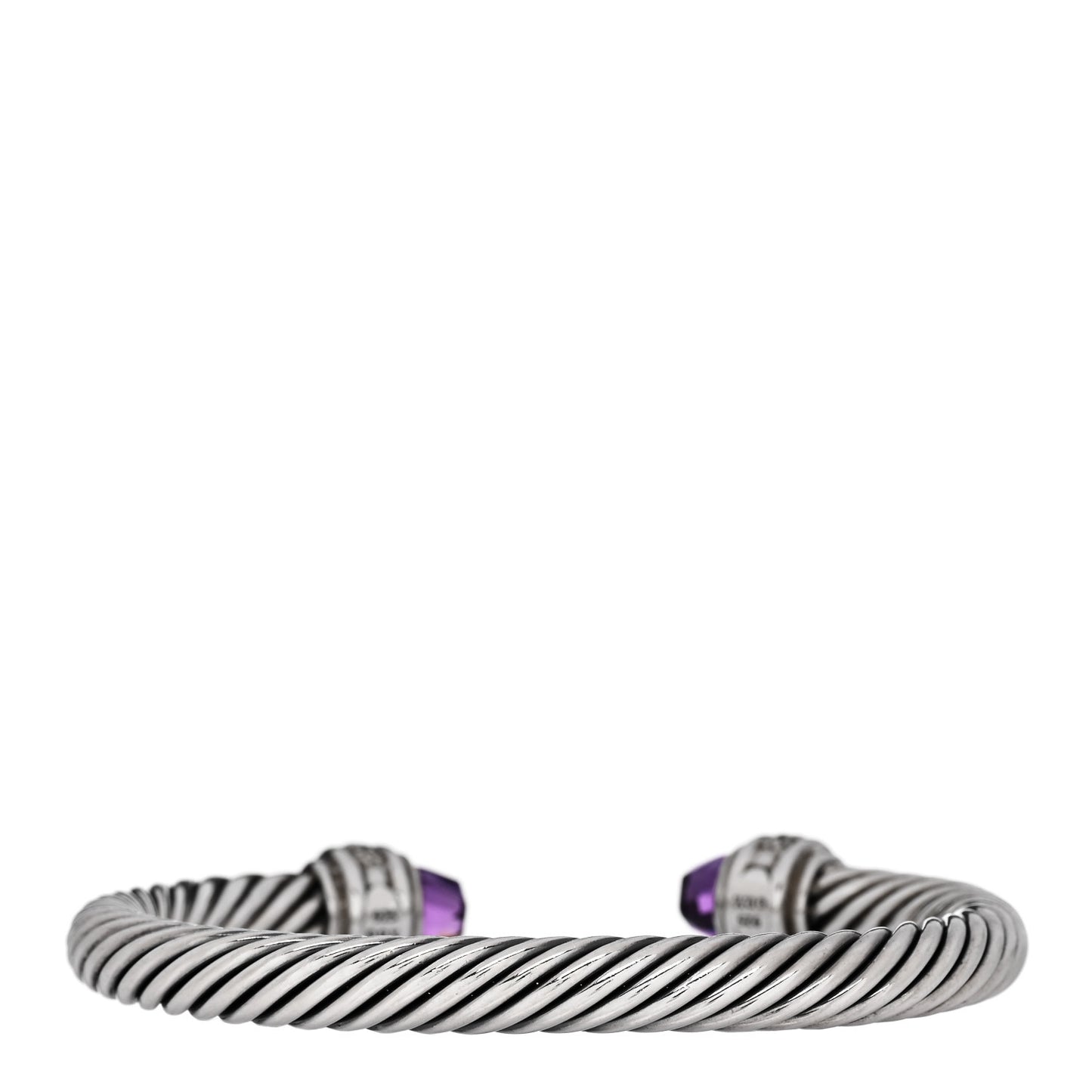 Sterling Silver Diamond Amethyst 7mm Cable Classics Bracelet