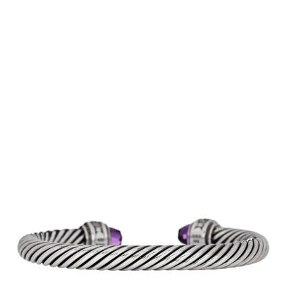 David Yurman Sterling Silver Diamond Amethyst 7mm Cable Classics Bracelet 2 of 3