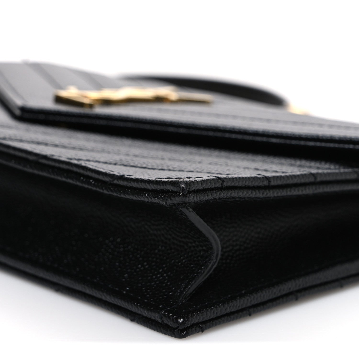 Saint Laurent Grain De Poudre Matelasse Chevron Monogram Envelope Chain Wallet Black 9 of 9