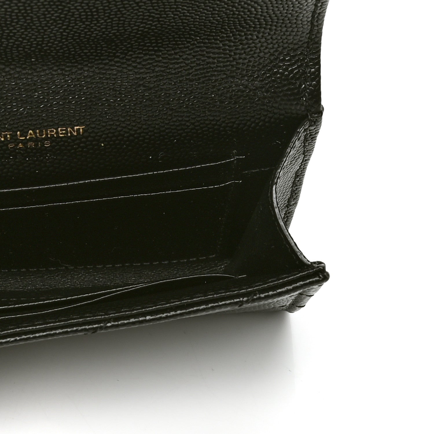 Saint Laurent Grain De Poudre Matelasse Chevron Small Monogram Envelope Wallet Black 4 of 4