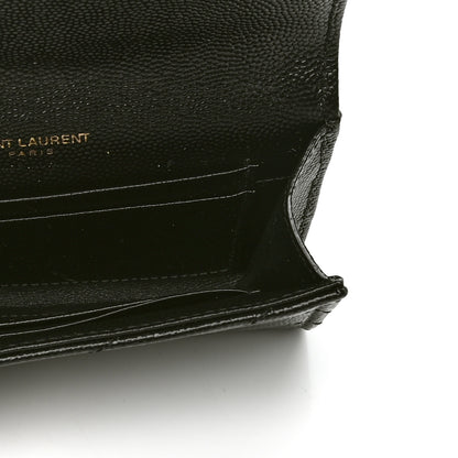 Saint Laurent Grain De Poudre Matelasse Chevron Small Monogram Envelope Wallet Black 4 of 4