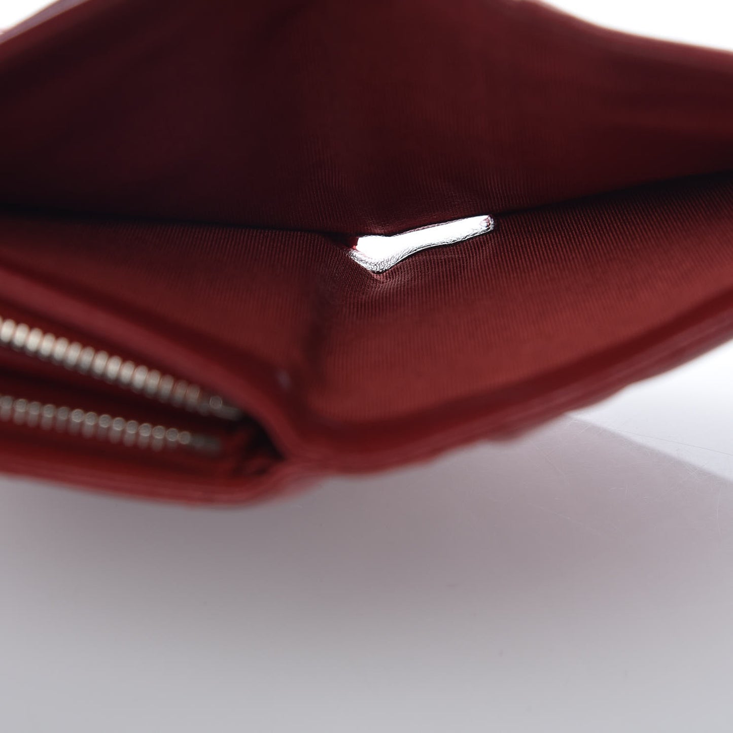 Lambskin Quilted Zipped Pocket Wallet Red