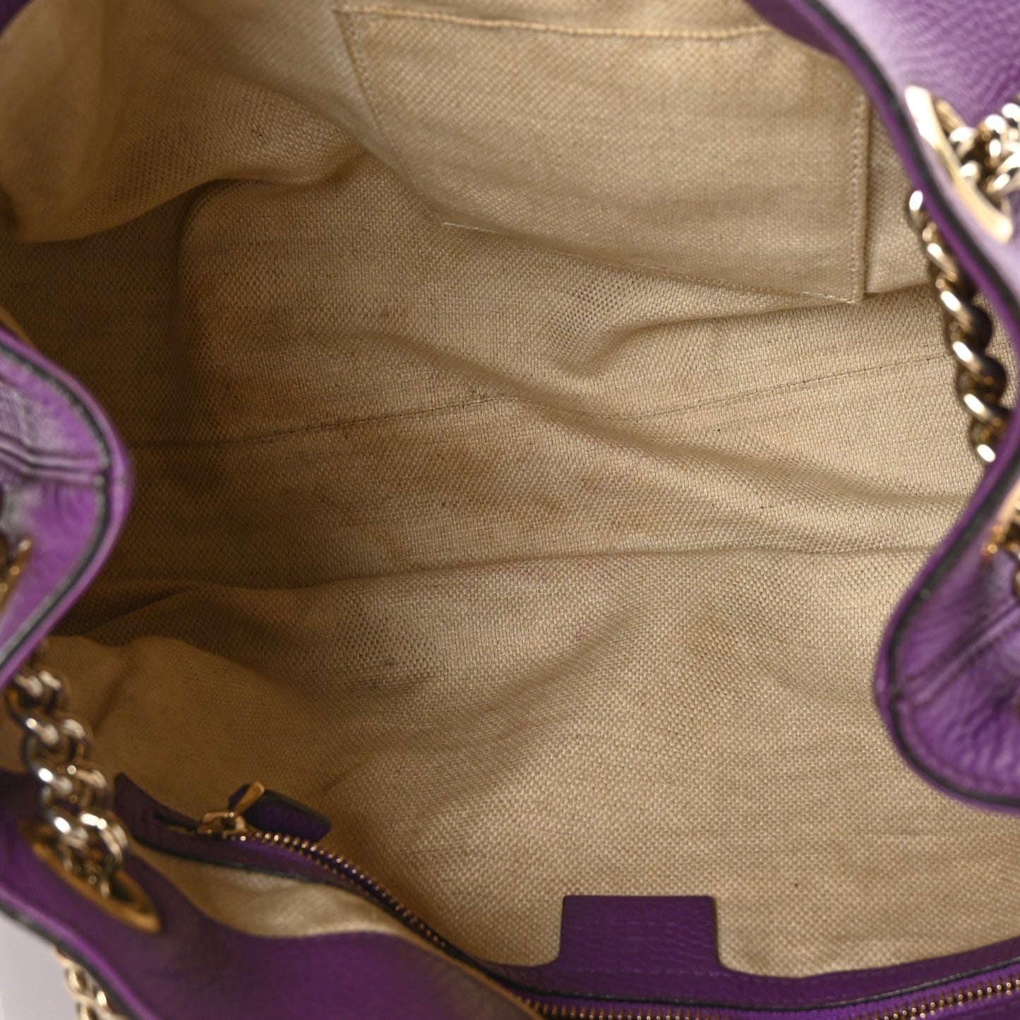 Pebbled Calfskin Medium Soho Chain Shoulder Bag Shine Purple