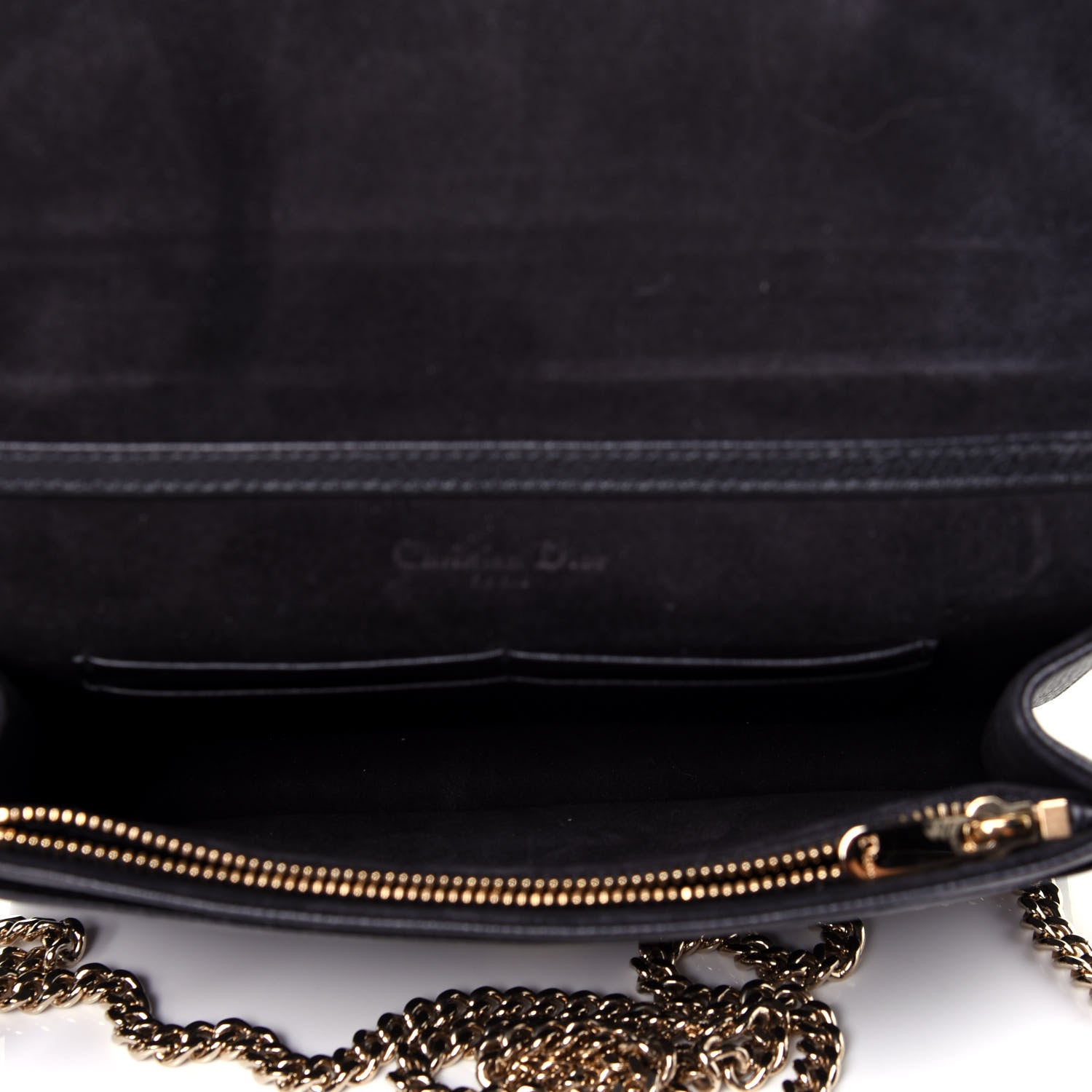 Christian Dior Grained Calfskin Diorama Wallet on Chain Pouch Black 5 of 11