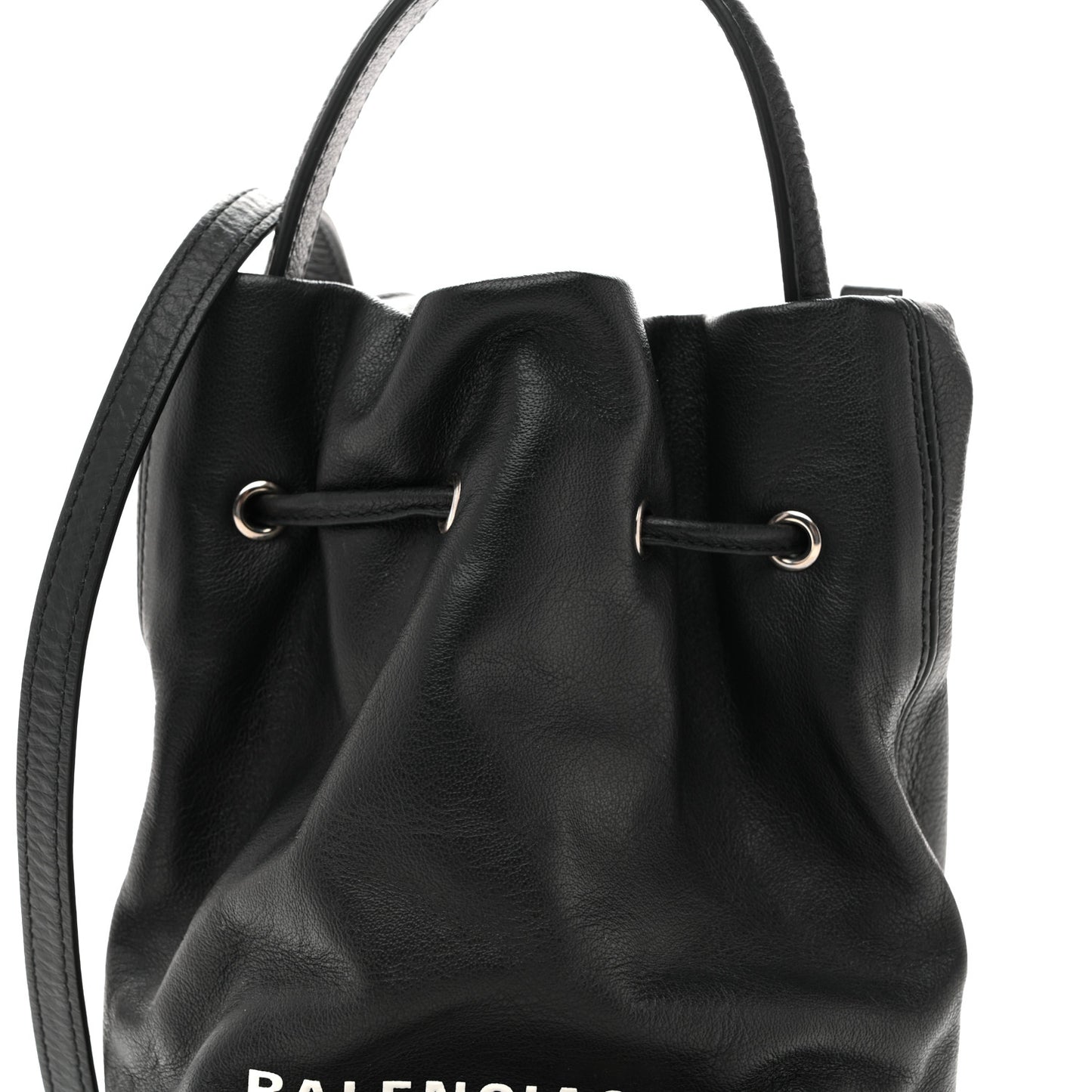 Smooth Calfskin Logo XS Everyday Drawstring Bucket Bag Black