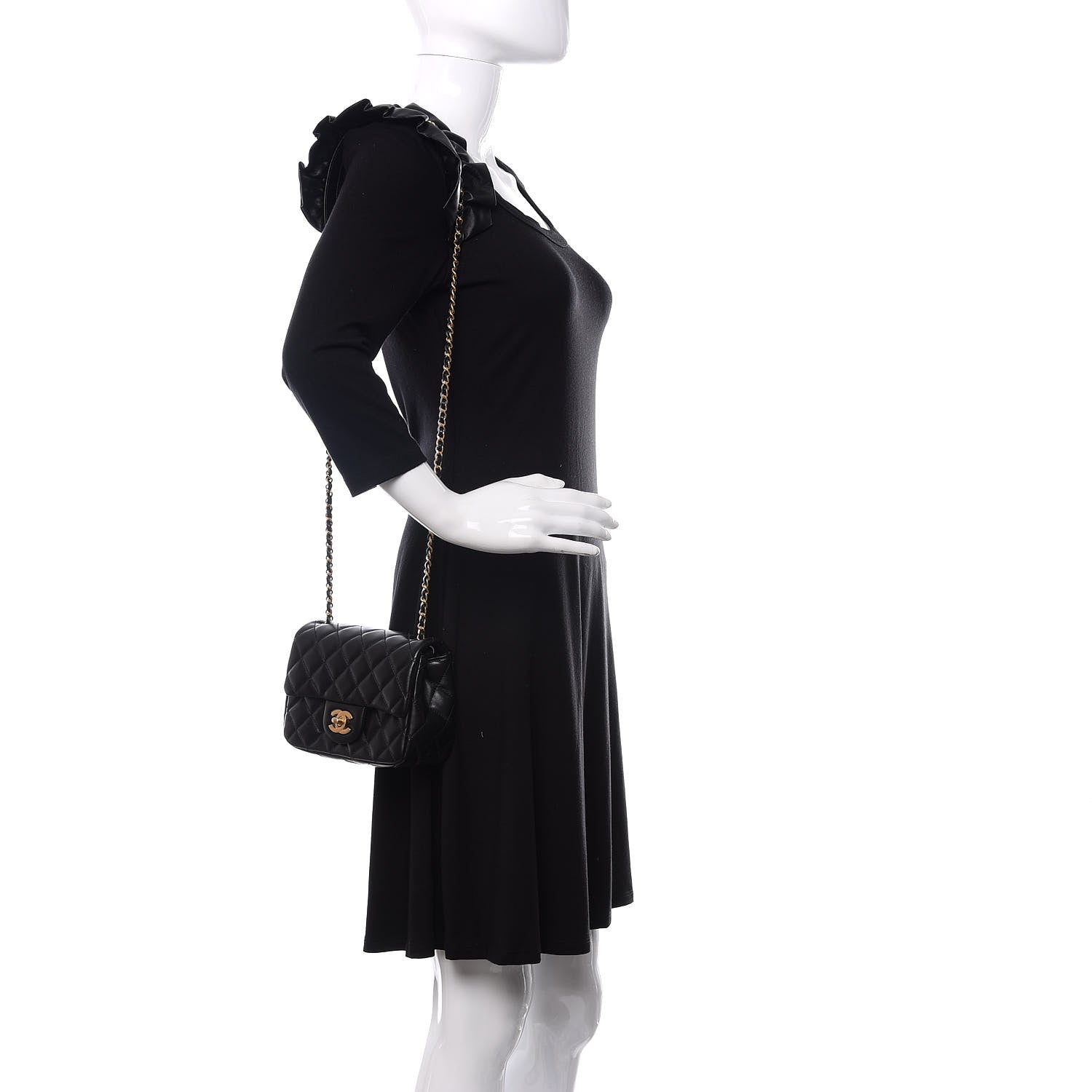 Chanel Lambskin Quilted Mini Romance Square Flap Black 2 of 12