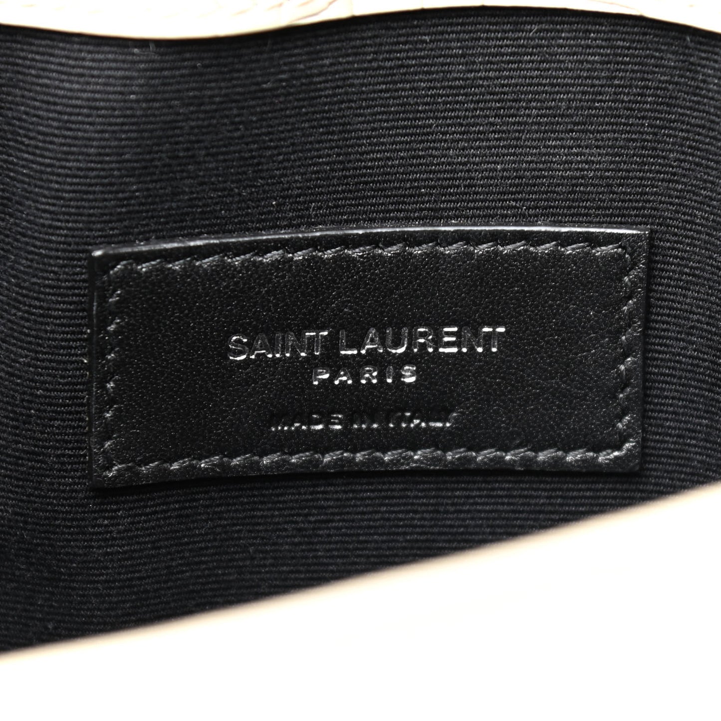 Calfskin Crocodile Embossed Uptown Monogram Pouch Crema Soft