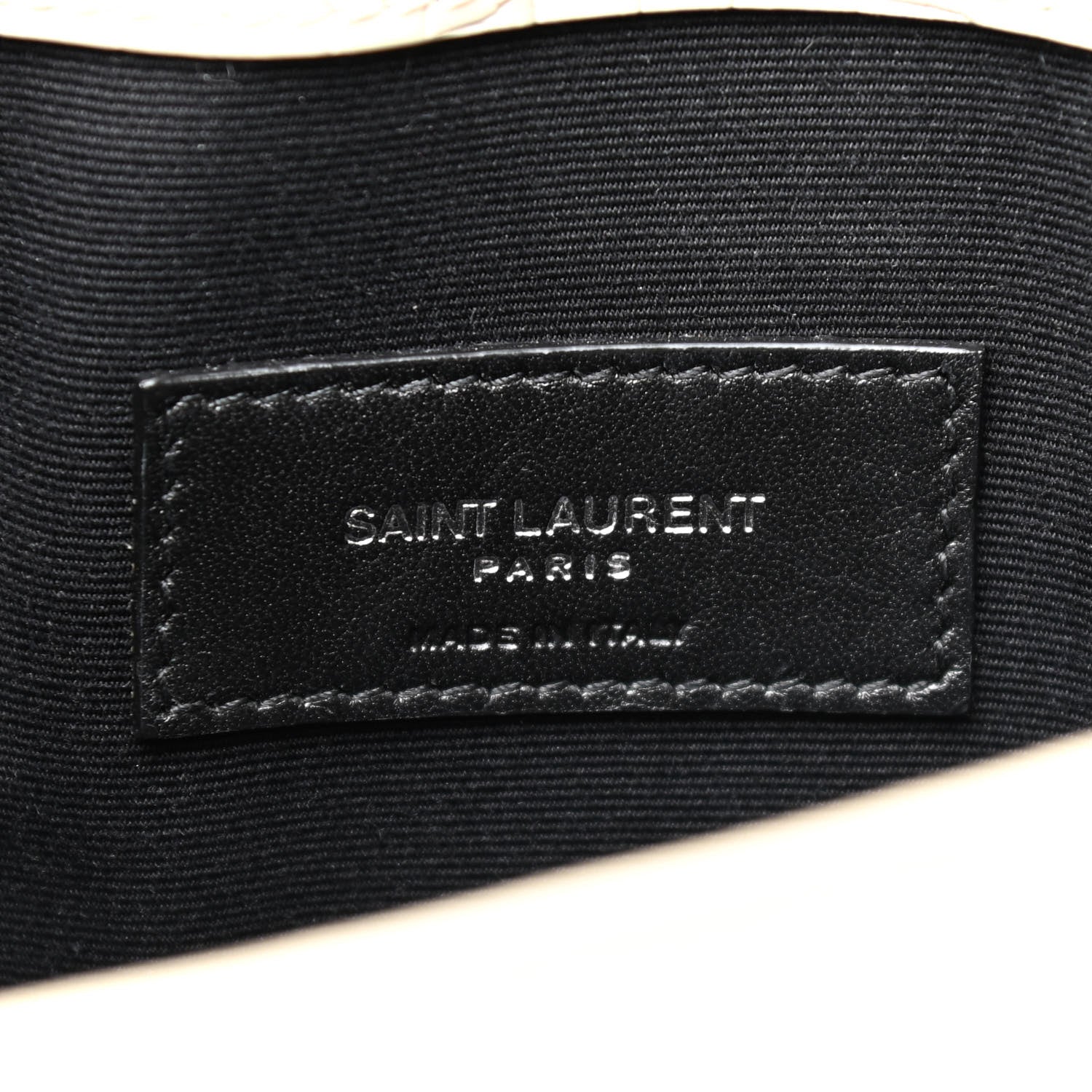 Saint Laurent Calfskin Crocodile Embossed Uptown Monogram Pouch Crema Soft 6 of 7