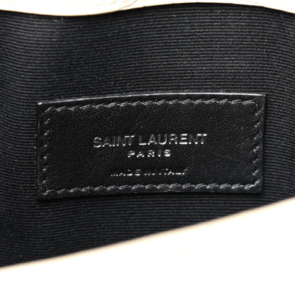 Saint Laurent Calfskin Crocodile Embossed Uptown Monogram Pouch Crema Soft 6 of 7