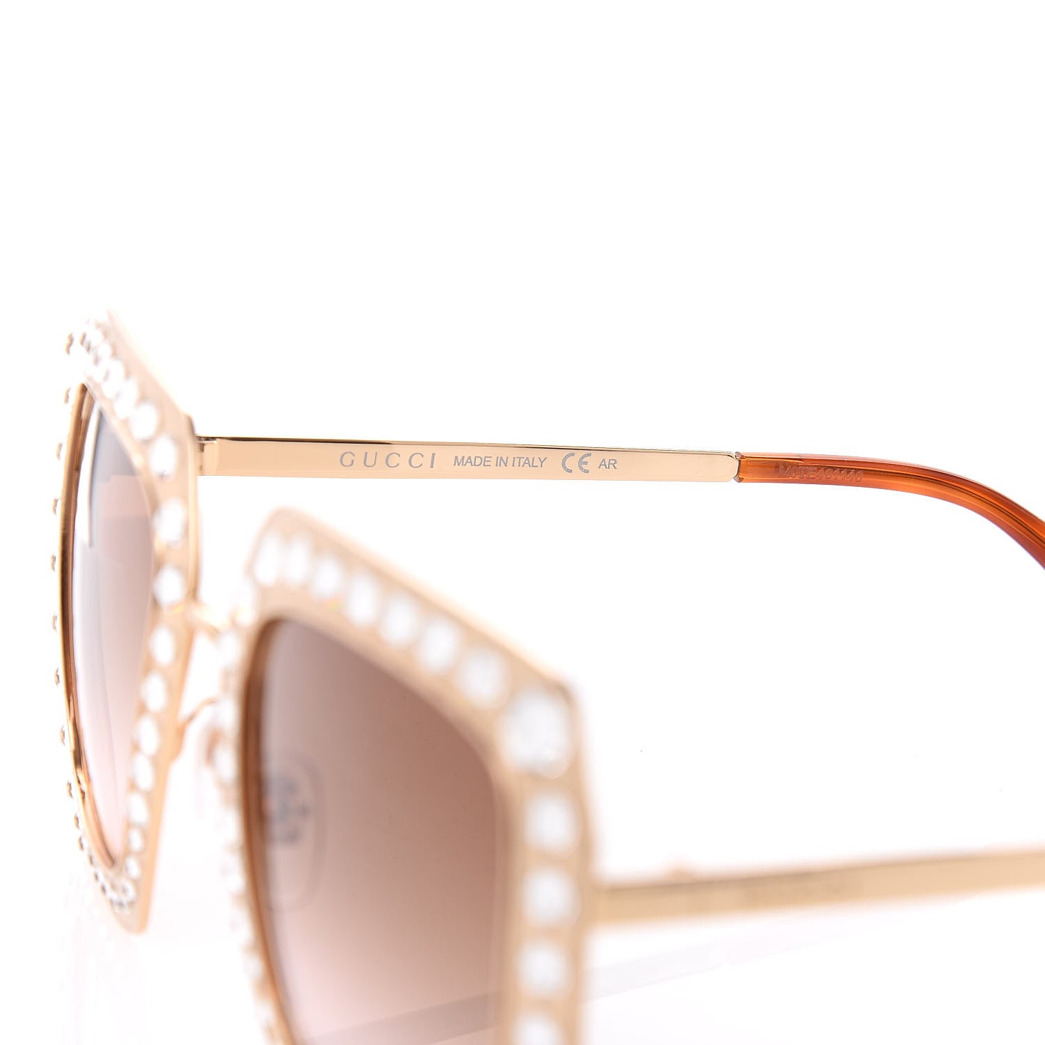 Gucci Metal Acetate Crystal Oversize GG0115S Sunglasses Gold 6 of 7