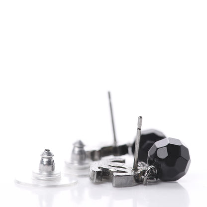 Chanel Ruthenium Bead CC Drop Earrings Black 3 of 3