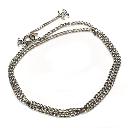 Chanel Enamel CC Chain Logo Belt Silver Black 2 of 3