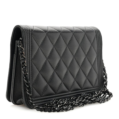 Chanel Caviar Quilted Boy Wallet On Chain WOC So Black 3 of 11