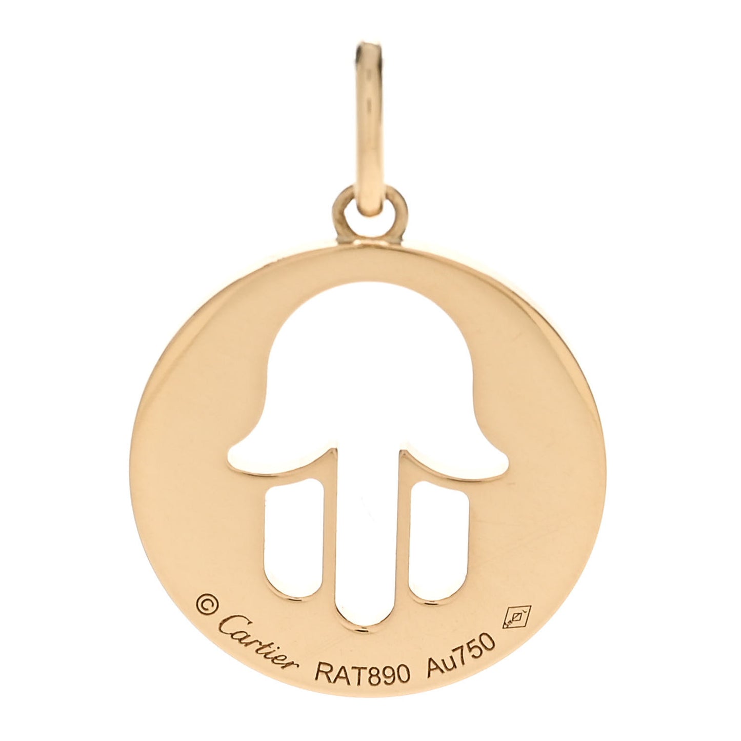 18K Yellow Gold Hand of Fatima Symbol Pendant