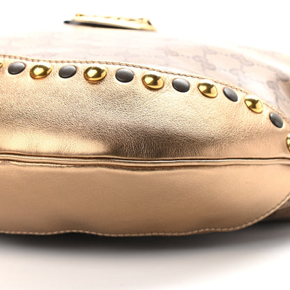 Gucci Crystal Monogram Babouska Hobo Gold 10 of 11