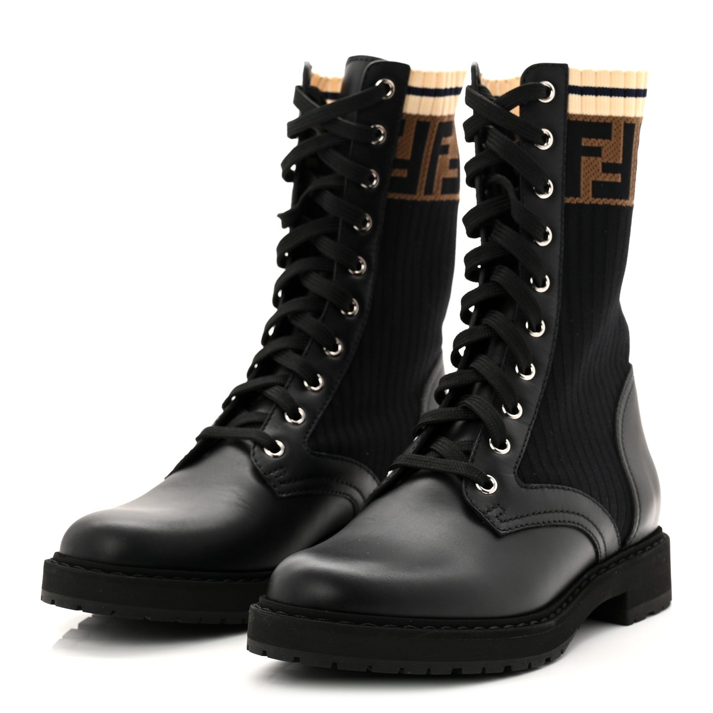 Calfskin Stretch Fabric Rockoko Biker Boots 37 Tobacco Black Marino