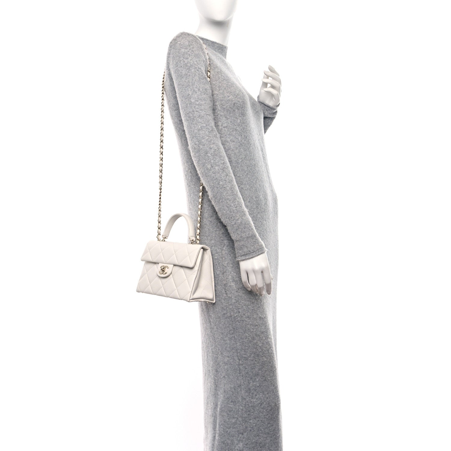 Chanel Caviar Quilted Mini Retro Twist Top Handle Flap White 2 of 9
