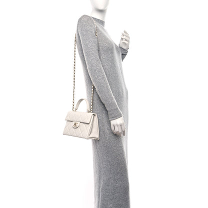 Chanel Caviar Quilted Mini Retro Twist Top Handle Flap White 2 of 9