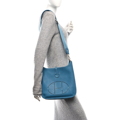 Hermes Taurillon Clemence Evelyne III PM Blue Jean 3 of 10