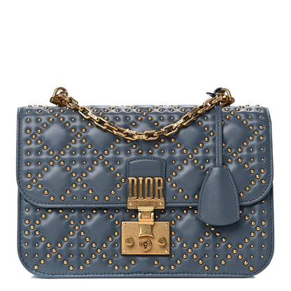 Christian Dior Lambskin Cannage Studded Large Dioraddict Flap Bag Grey Blue 1 of 13