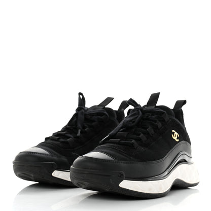 Chanel Velvet Calfskin Mixed Fibers CC Sneakers 39 Black 3 of 9
