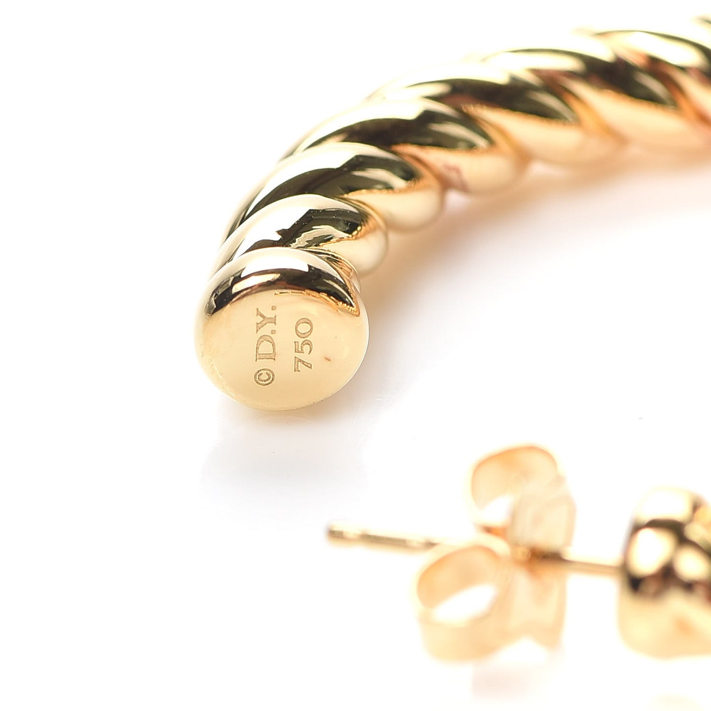 18K Yellow Gold Sculpted Cable Hoop Earrings