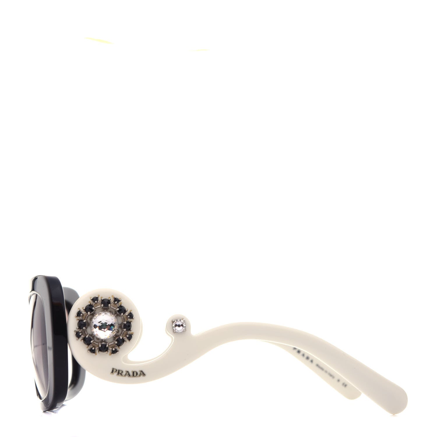 Prada Crystal Ornate Square Baroque Sunglasses White Black 3 of 7