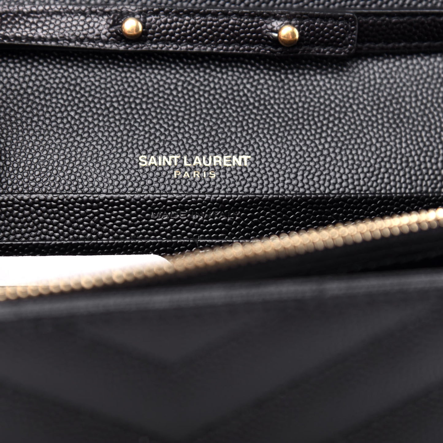 Grain De Poudre Matelasse Chevron Monogram Chain Wallet Black