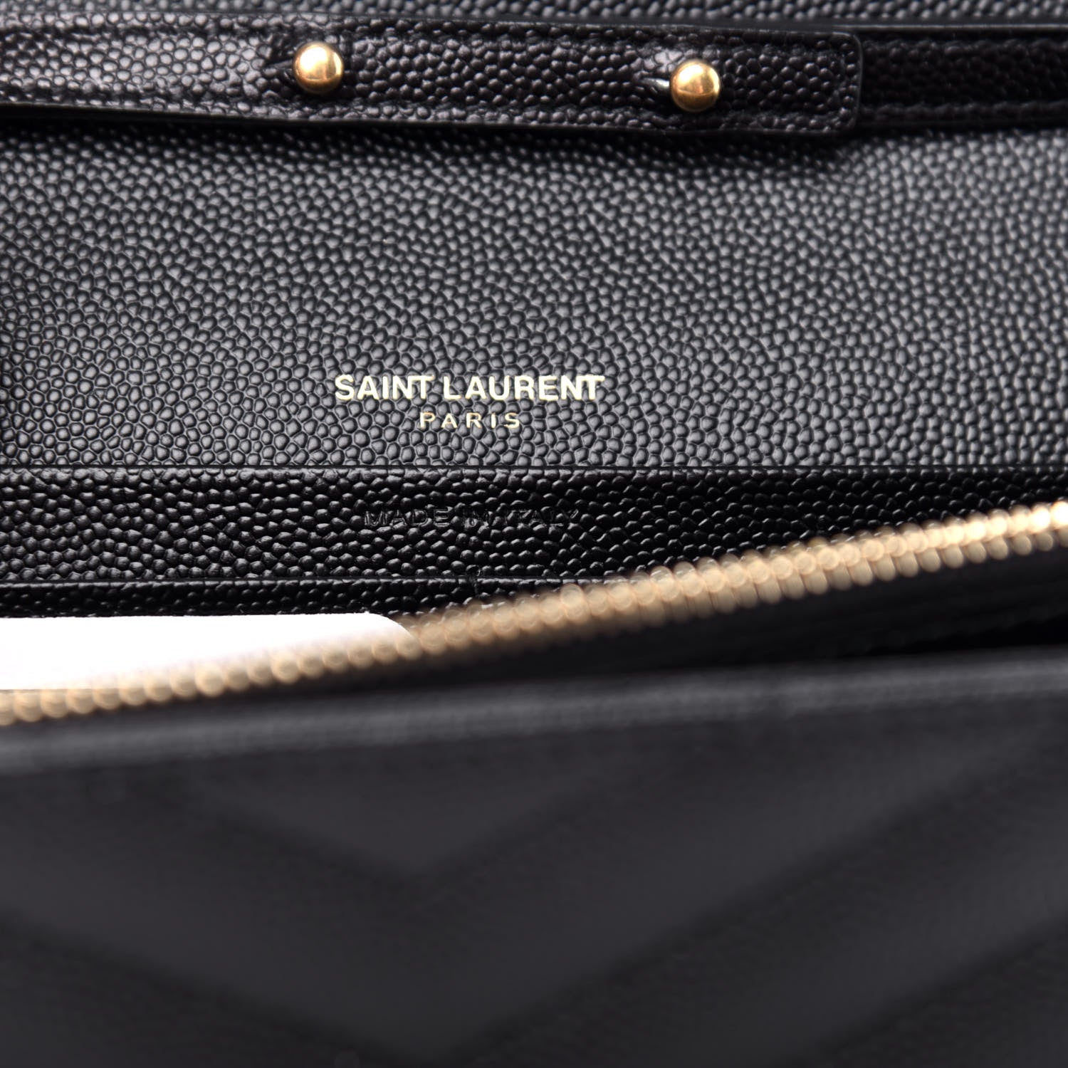 Saint Laurent Grain De Poudre Matelasse Chevron Monogram Chain Wallet Black 7 of 10