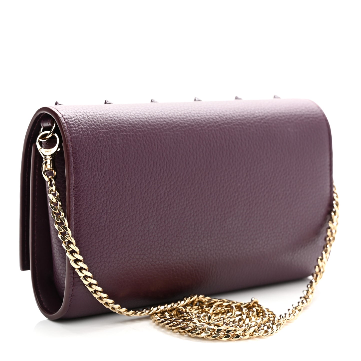 Calfskin Spikes Loubinthesky Paloma Clutch Merlot