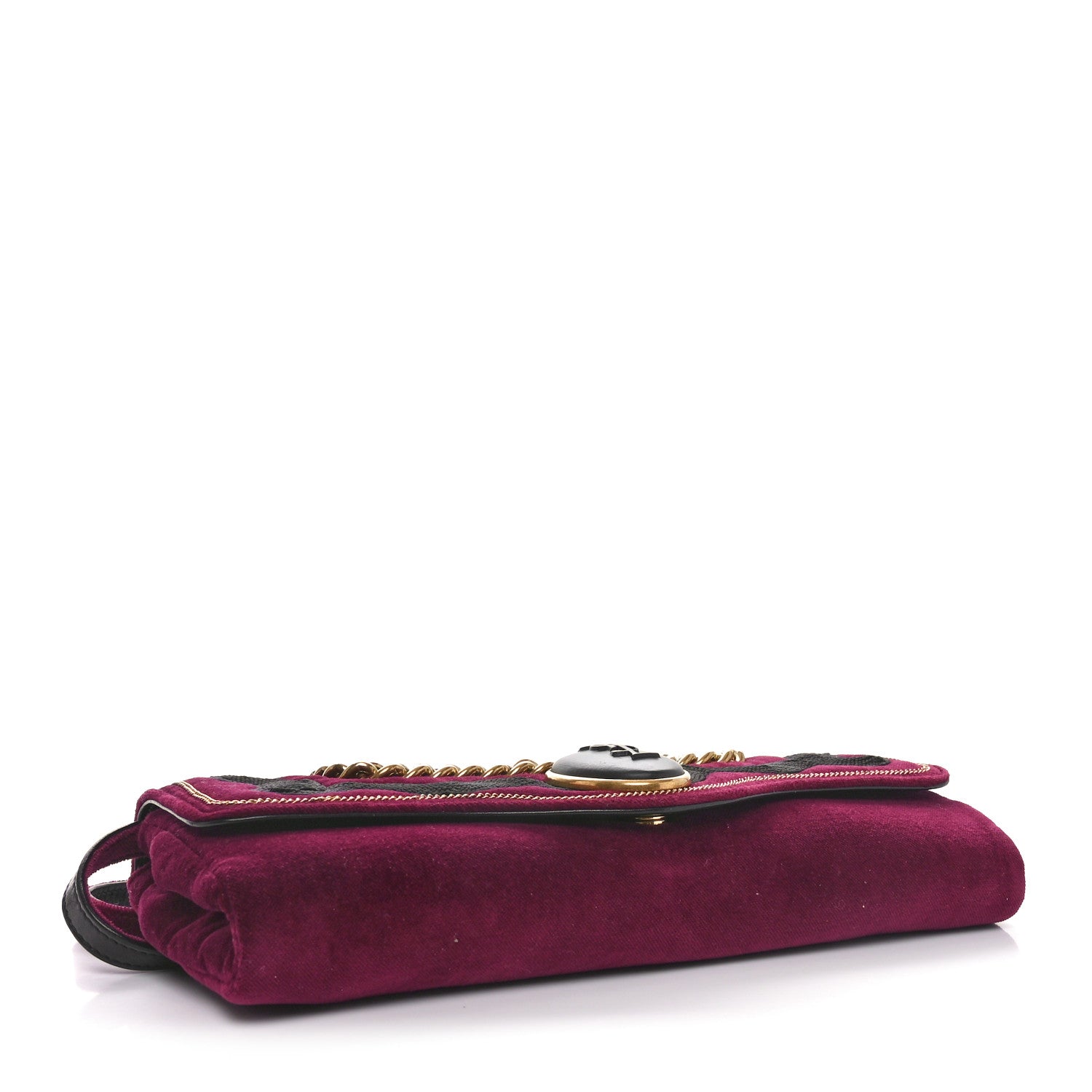 Saint Laurent Velvet Luxembourg Clutch Burgundy 4 of 11
