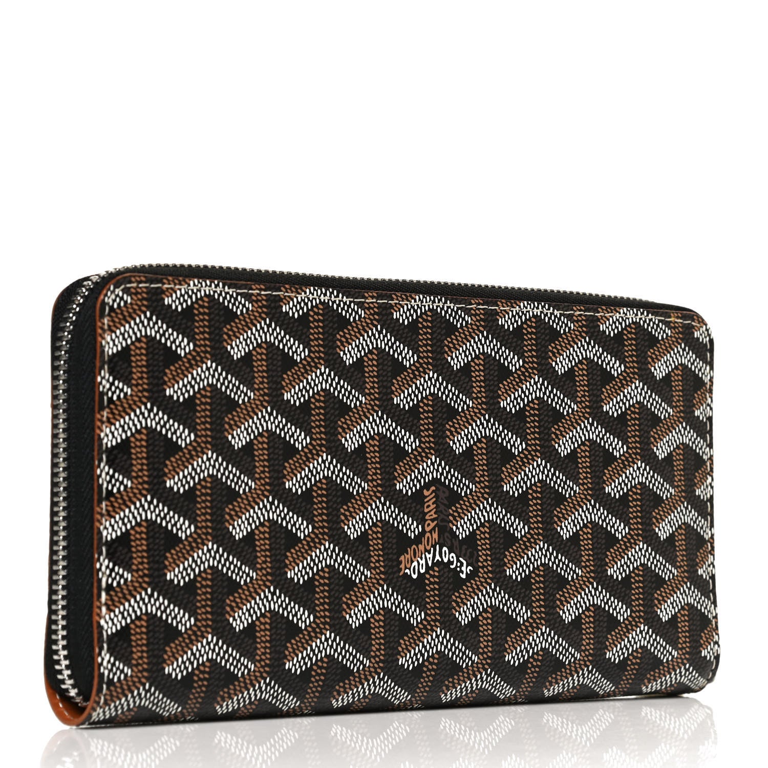 Goyard Goyardine Matignon Zip Around GM Wallet Black Gold 3 of 11