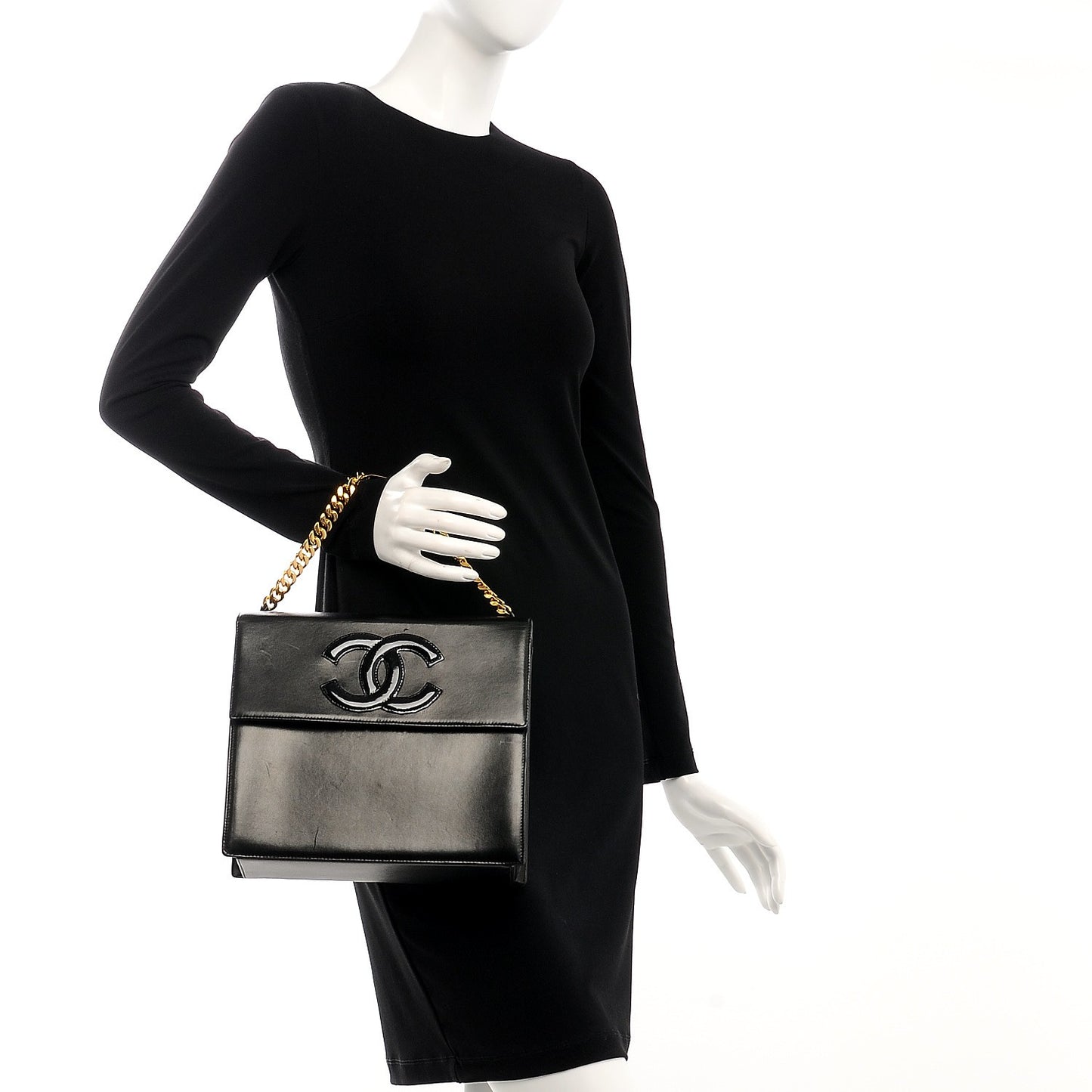 Lambskin Patent CC Flap Bag Black