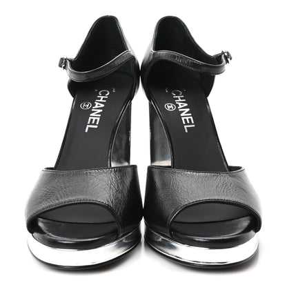 Chanel Shiny Lambskin Sandals 39.5 Black 3 of 10