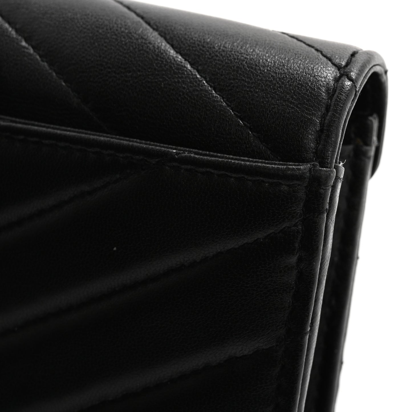 Lambskin Y Quilted Monogram Large Loulou Flap Wallet Black