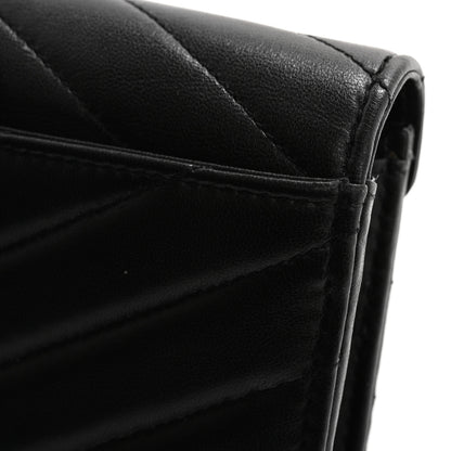 Saint Laurent Lambskin Y Quilted Monogram Large Loulou Flap Wallet Black 11 of 13