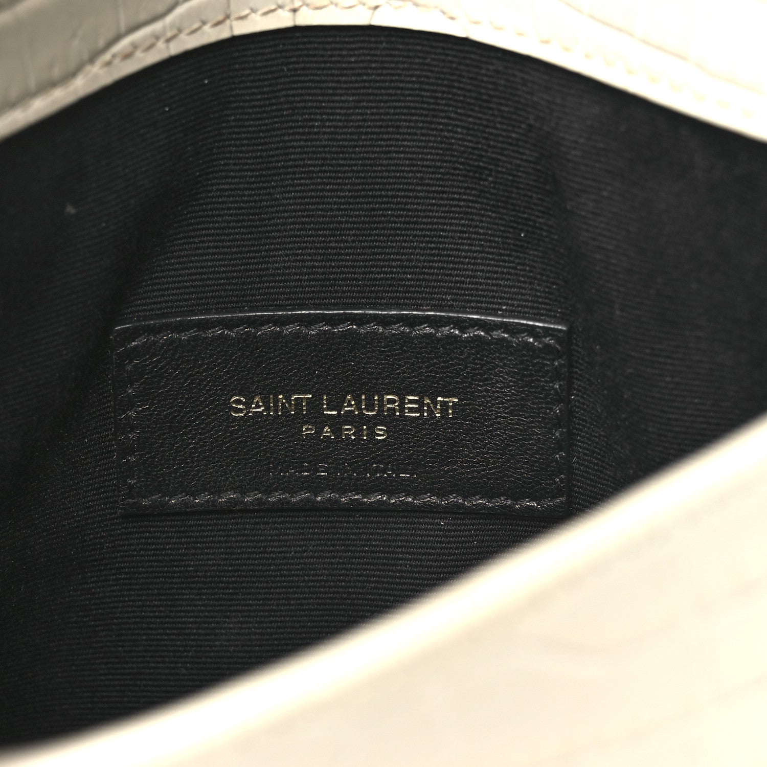 Saint Laurent Calfskin Crocodile Embossed Monogram Uptown Baby Pouch Perle 6 of 11