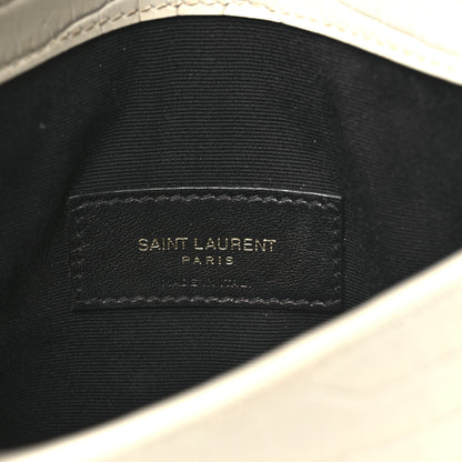 Saint Laurent Calfskin Crocodile Embossed Monogram Uptown Baby Pouch Perle 6 of 11