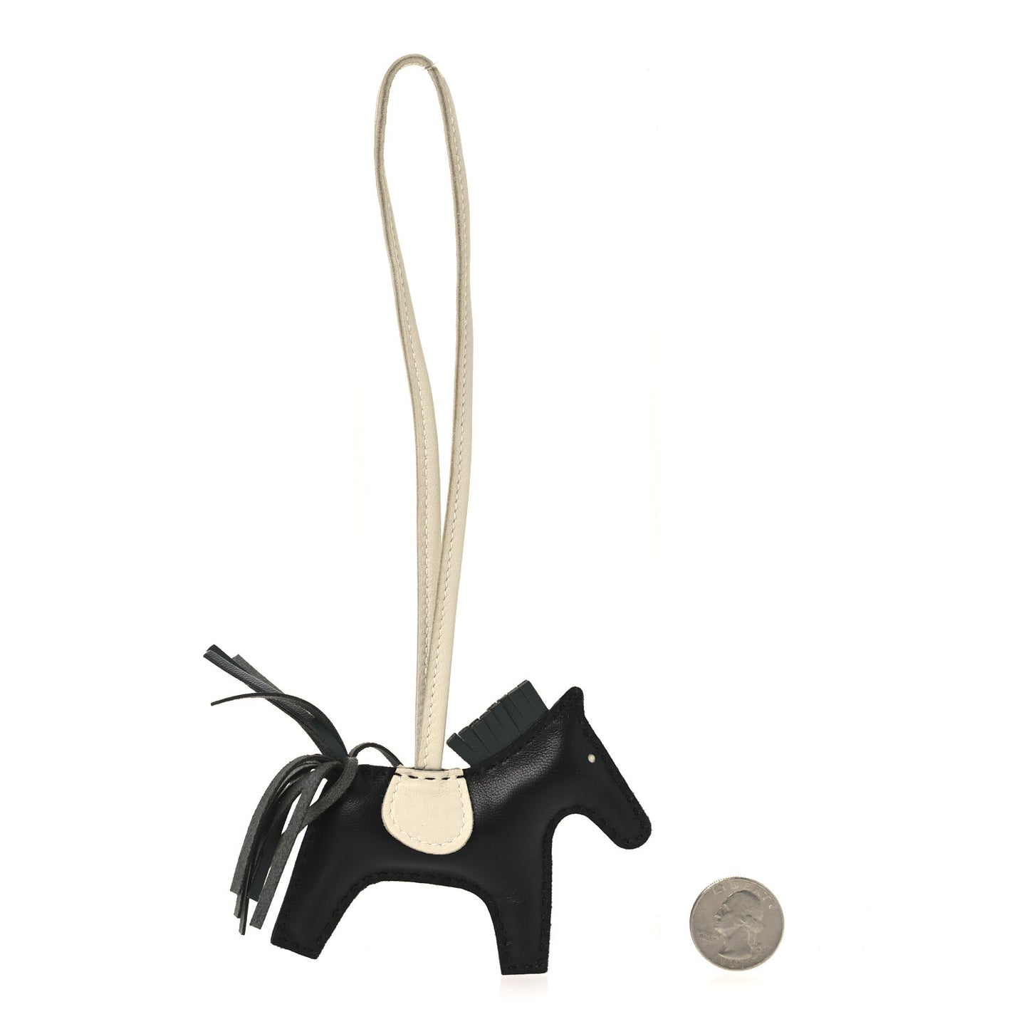 Milo Lambskin Rodeo Horse Bag Charm PM Noir Vert Mangrove Craie