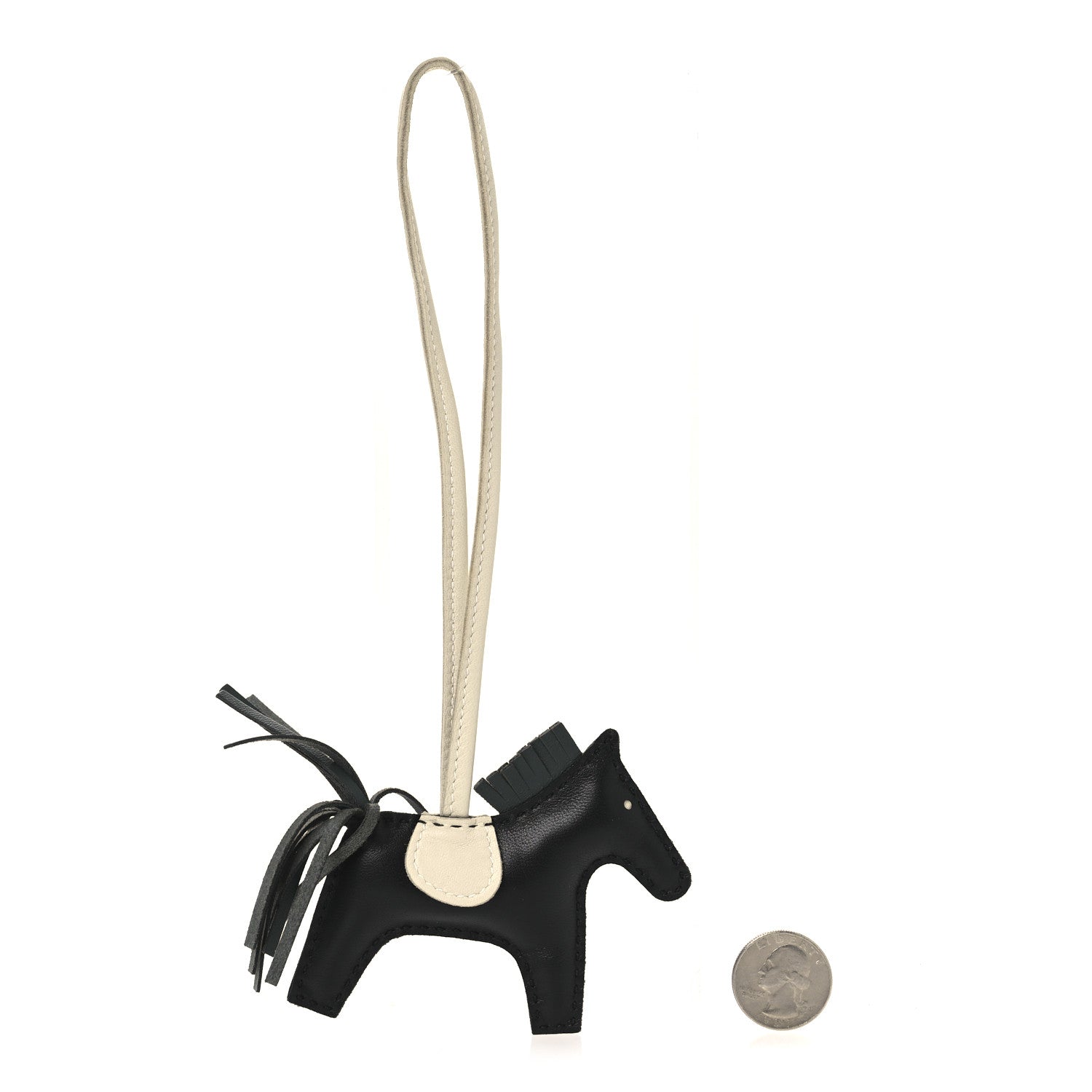 Hermes Milo Lambskin Rodeo Horse Bag Charm PM Noir Vert Mangrove Craie 2 of 4
