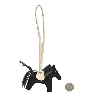 Hermes Milo Lambskin Rodeo Horse Bag Charm PM Noir Vert Mangrove Craie 2 of 4
