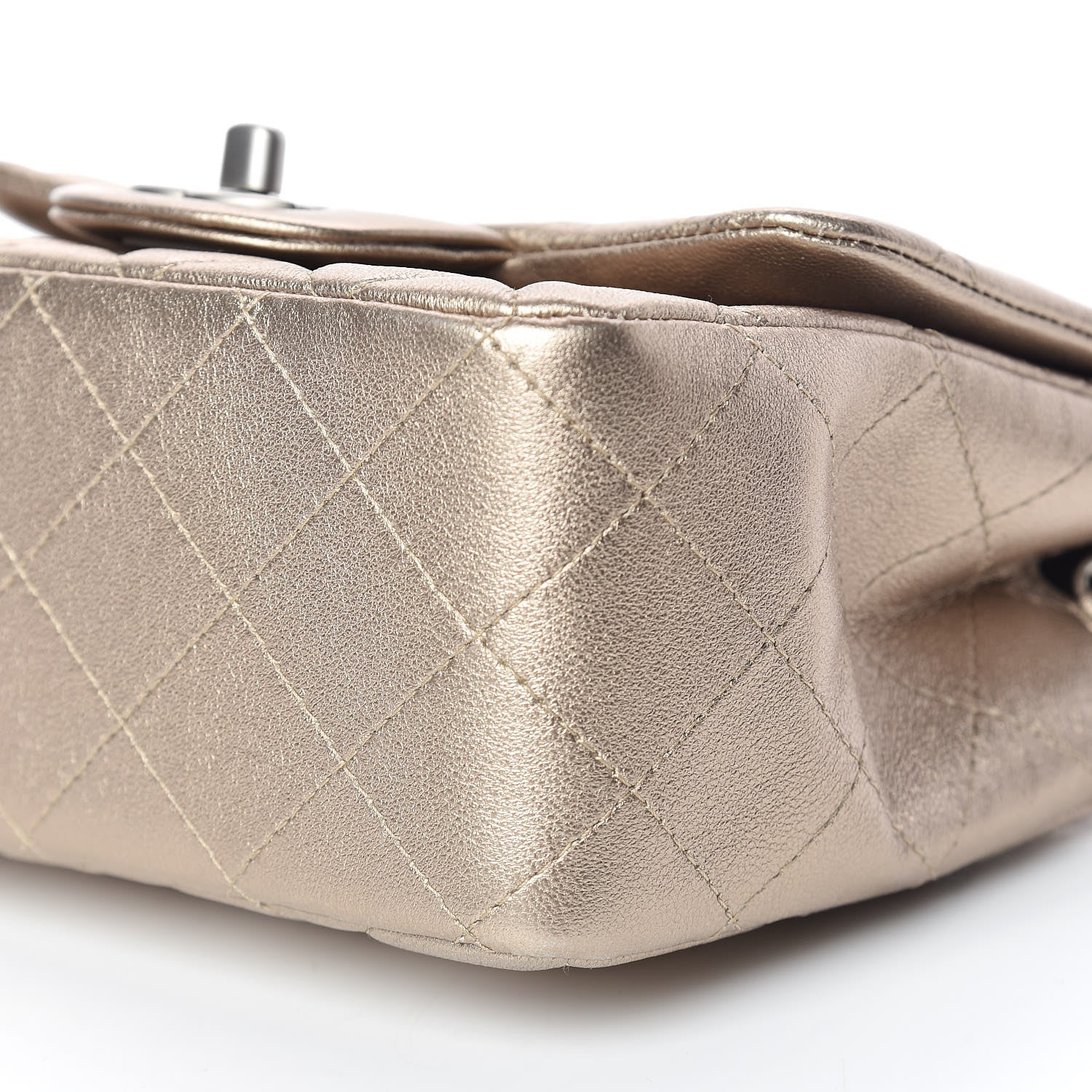 Chanel Metallic Lambskin Quilted Mini Square Flap Light Gold 6 of 10